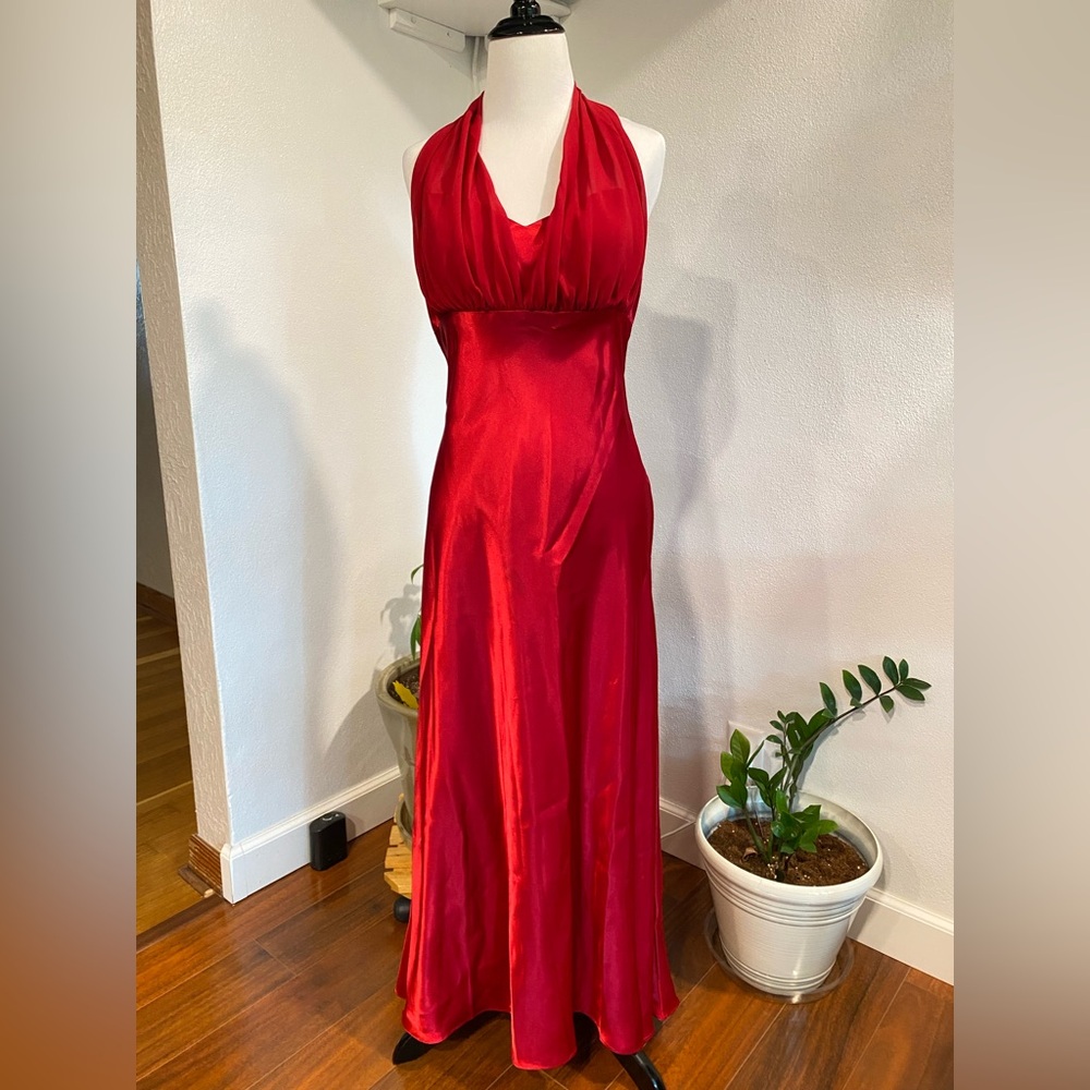 David's Bridal Striking Red Backless Dress